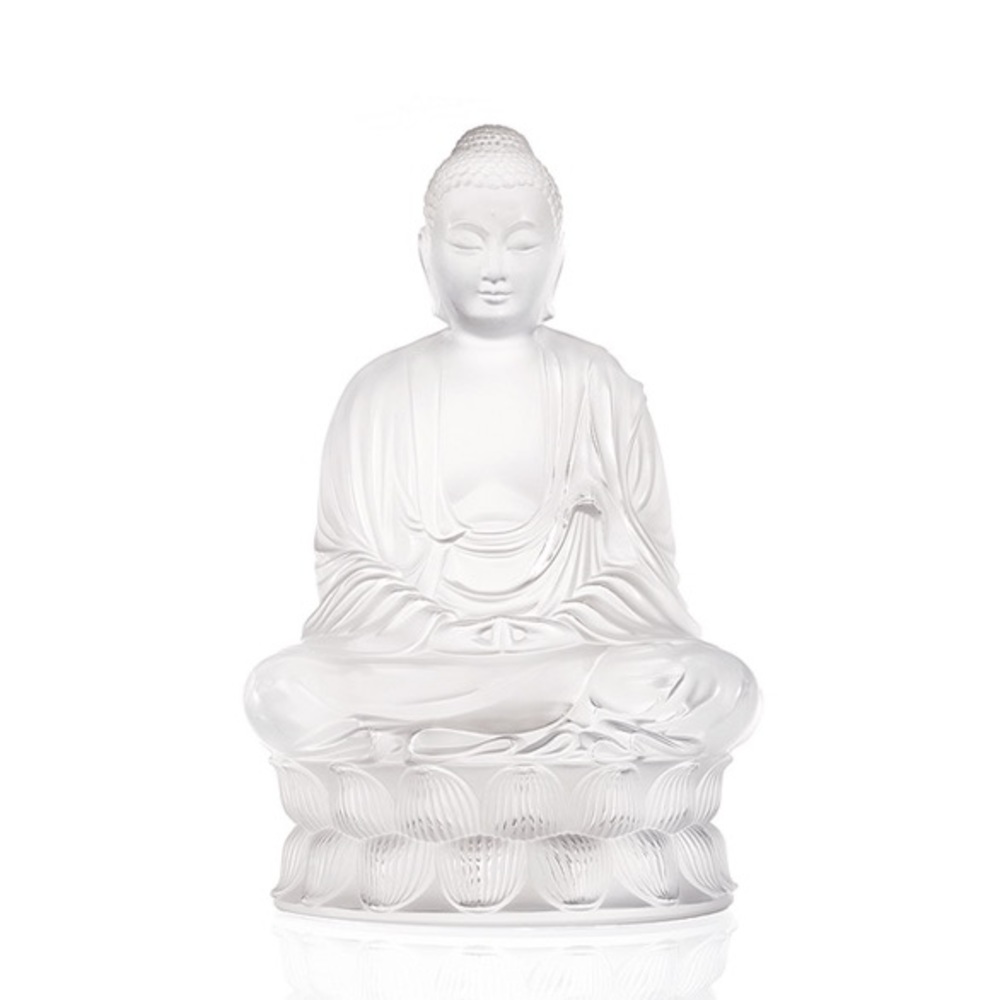 LALIQUE Small Buddha Sculpture Clear Crystal